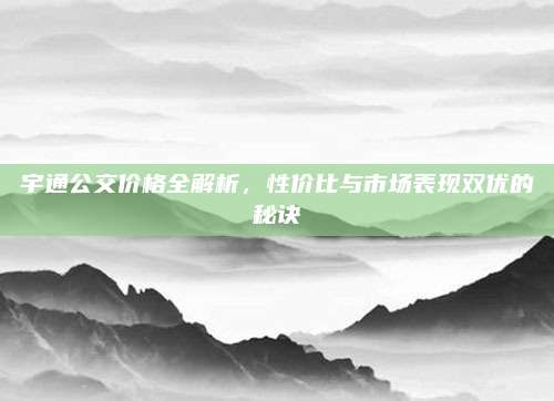 宇通公交价格全解析,性价比与市场表现双优的秘诀