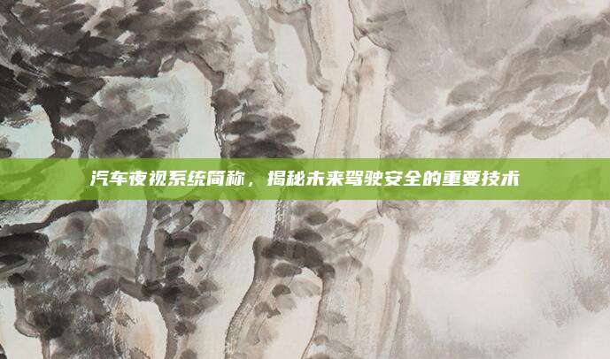 汽车夜视系统简称,揭秘未来驾驶安全的重要技术