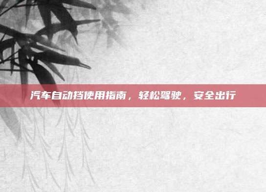 汽车自动挡使用指南,轻松驾驶,安全出行