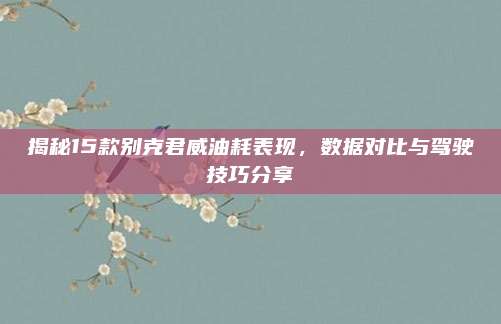 揭秘15款别克君威油耗表现,数据对比与驾驶技巧分享
