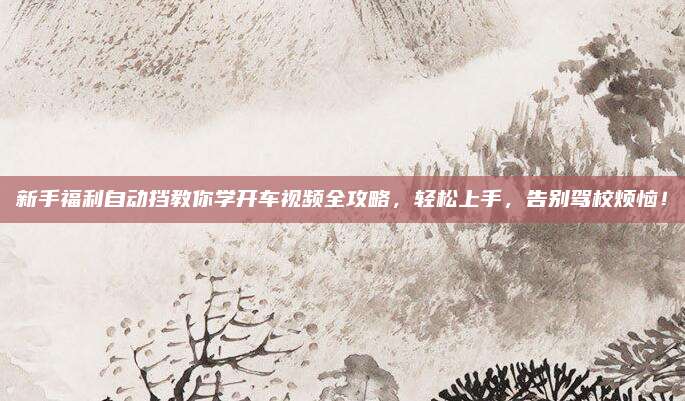 新手福利自动挡教你学开车视频全攻略,轻松上手,告别驾校烦恼!