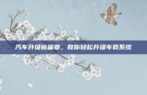 汽车升级新篇章,教你轻松升级车载系统