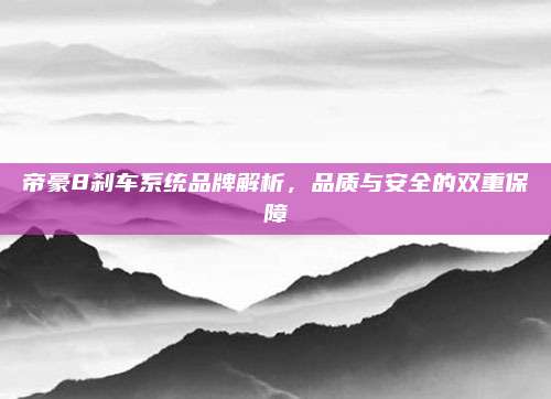 帝豪8刹车系统品牌解析,品质与安全的双重保障