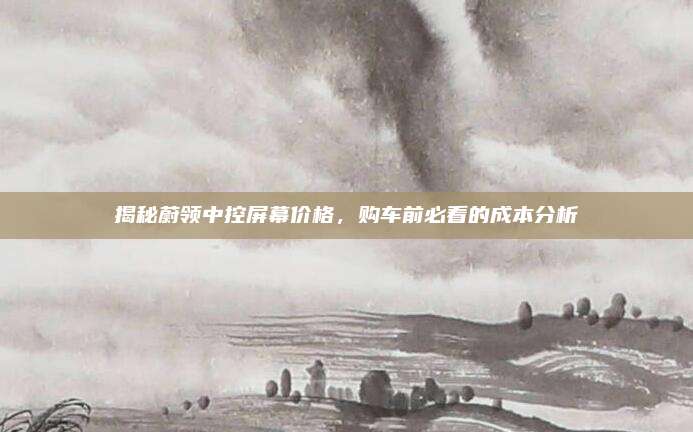 揭秘蔚领中控屏幕价格,购车前必看的成本分析