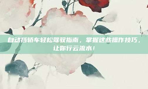 自动挡轿车轻松驾驭指南，掌握这些操作技巧，让你行云流水！