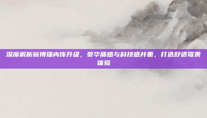 深度解析新博瑞内饰升级,豪华质感与科技感并重,打造舒适驾乘体验