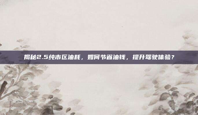 揭秘2.5纯市区油耗,如何节省油钱,提升驾驶体验?
