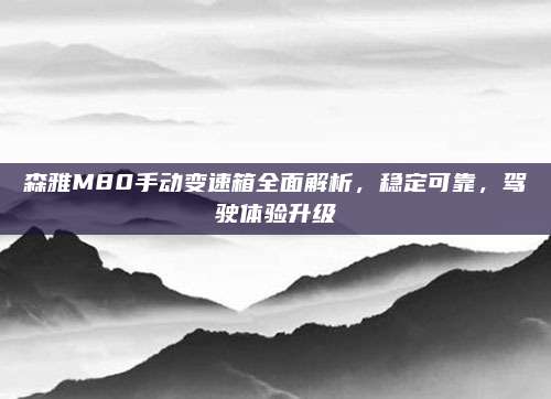 森雅M80手动变速箱全面解析,稳定可靠,驾驶体验升级