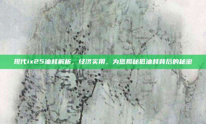 现代ix25油耗解析,经济实用,为您揭秘低油耗背后的秘密