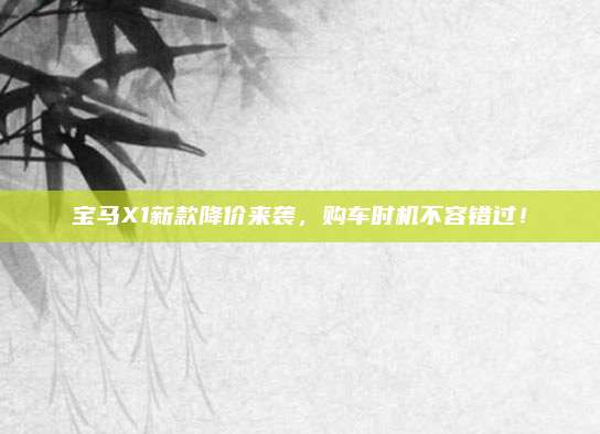 宝马X1新款降价来袭，购车时机不容错过！