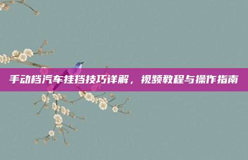 手动档汽车挂挡技巧详解,视频教程与操作指南
