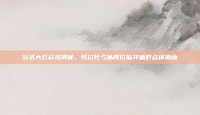 颐达大灯价格揭秘,性价比与品牌价值并重的选择指南