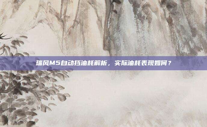 瑞风M5自动挡油耗解析,实际油耗表现如何?