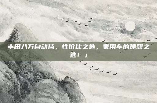 丰田八万自动挡,性价比之选,家用车的理想之选!」
