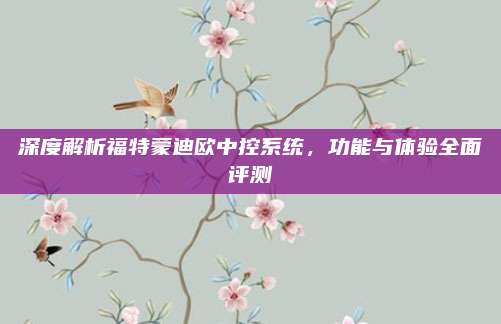 深度解析福特蒙迪欧中控系统,功能与体验全面评测