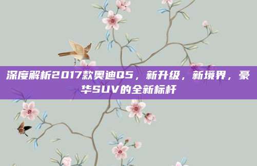 深度解析2017款奥迪Q5,新升级,新境界,豪华SUV的全新标杆