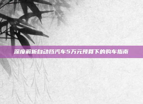 深度解析自动挡汽车5万元预算下的购车指南