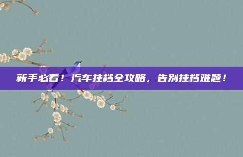 新手必看!汽车挂档全攻略,告别挂档难题!