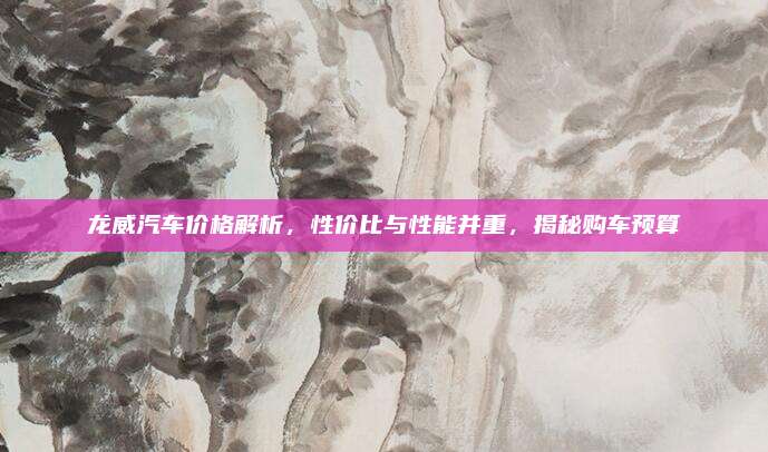 龙威汽车价格解析,性价比与性能并重,揭秘购车预算