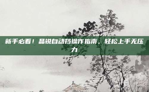 新手必看!晶锐自动挡操作指南,轻松上手无压力
