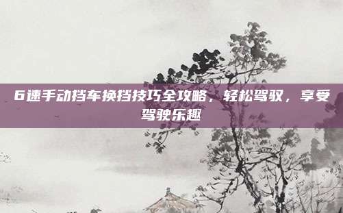 6速手动挡车换挡技巧全攻略，轻松驾驭，享受驾驶乐趣