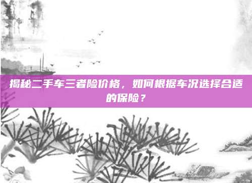 揭秘二手车三者险价格,如何根据车况选择合适的保险?