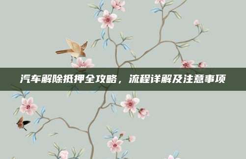 汽车解除抵押全攻略,流程详解及注意事项