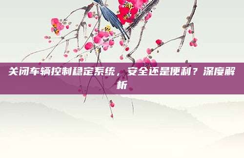 关闭车辆控制稳定系统，安全还是便利？深度解析