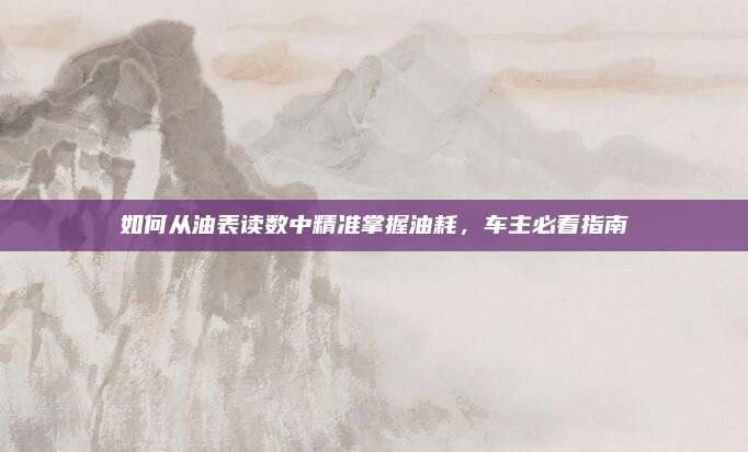 如何从油表读数中精准掌握油耗,车主必看指南