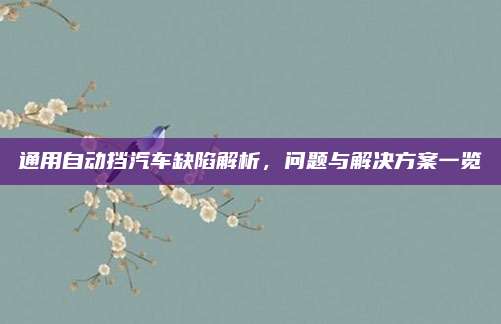 通用自动挡汽车缺陷解析,问题与解决方案一览