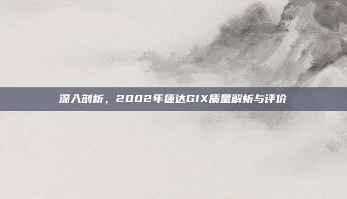 深入剖析,2002年捷达GIX质量解析与评价