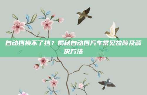 自动挡换不了挡？揭秘自动挡汽车常见故障及解决方法