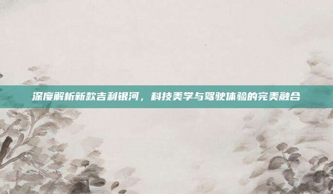 深度解析新款吉利银河，科技美学与驾驶体验的完美融合