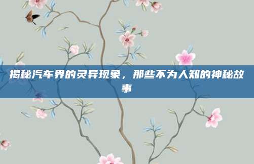 揭秘汽车界的灵异现象，那些不为人知的神秘故事