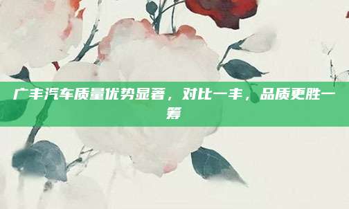 广丰汽车质量优势显著,对比一丰,品质更胜一筹