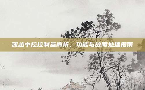 凯越中控控制盒解析,功能与故障处理指南