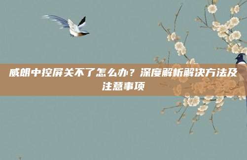 威朗中控屏关不了怎么办?深度解析解决方法及注意事项