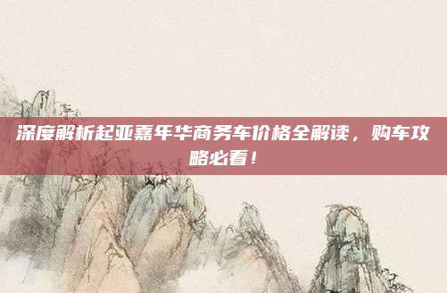 深度解析起亚嘉年华商务车价格全解读,购车攻略必看!