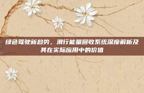 绿色驾驶新趋势,滑行能量回收系统深度解析及其在实际应用中的价值