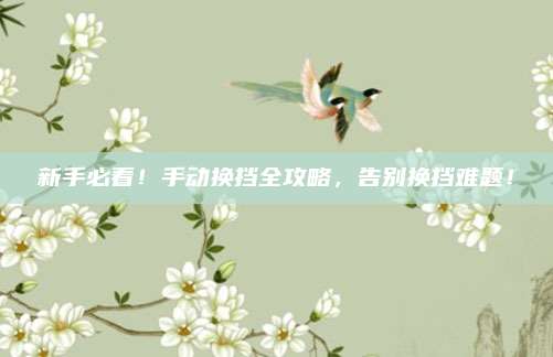 新手必看!手动换挡全攻略,告别换挡难题!