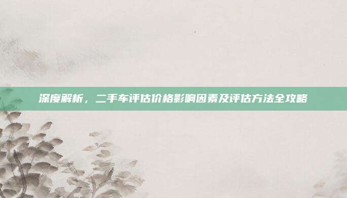 深度解析,二手车评估价格影响因素及评估方法全攻略