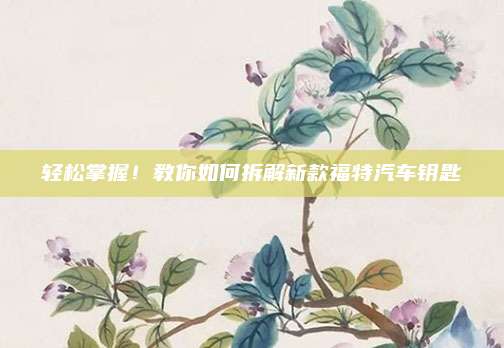 轻松掌握！教你如何拆解新款福特汽车钥匙