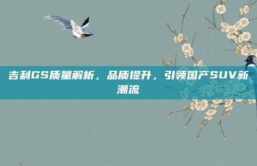 吉利GS质量解析，品质提升，引领国产SUV新潮流