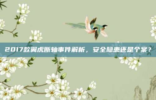 2017款翼虎断轴事件解析,安全隐患还是个案?