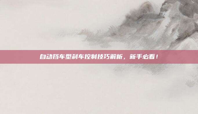 自动挡车型刹车控制技巧解析，新手必看！