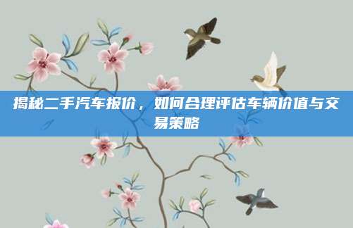 揭秘二手汽车报价，如何合理评估车辆价值与交易策略