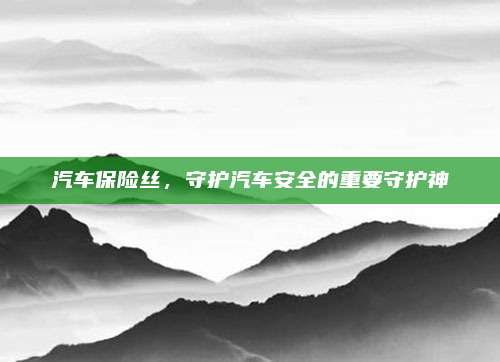 汽车保险丝,守护汽车安全的重要守护神