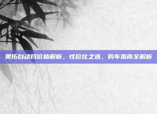 奥拓自动挡价格解析，性价比之选，购车指南全解析