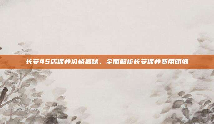 长安4S店保养价格揭秘,全面解析长安保养费用明细