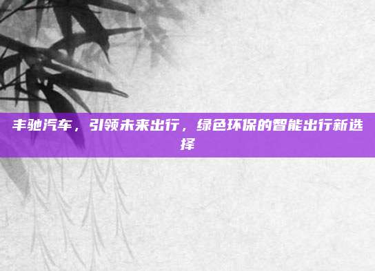 丰驰汽车,引领未来出行,绿色环保的智能出行新选择